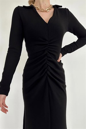 Büzgülü Triko Balık Elbise