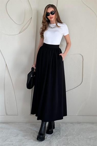 Cep Detaylı Kloş Etek