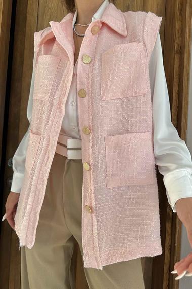 Pudra Cepli ve Düğmeli Yelek