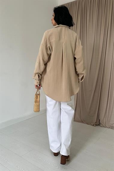 Vizon Çift Cep Baskı Detaylı Gömlek