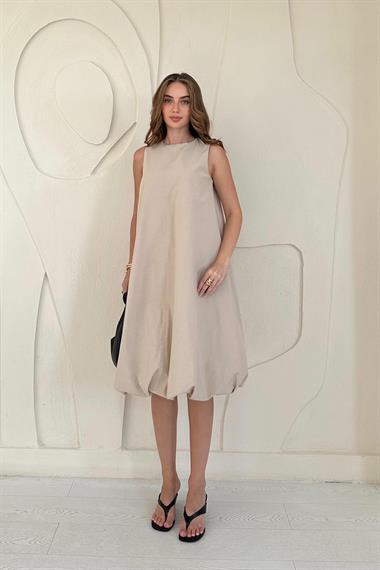 Bej Comfort Balon Elbise
