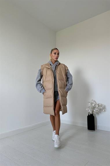 Bej Deri Şişme Yelek