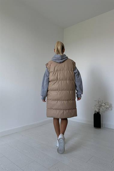 Bej Deri Şişme Yelek