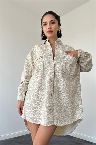 Vizon Desenli Çıtçıtlı Gömlek