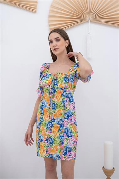 Desenli Poplin Elbise