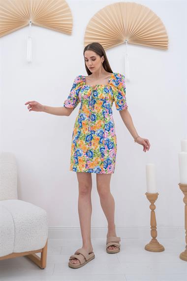 Desenli Poplin Elbise