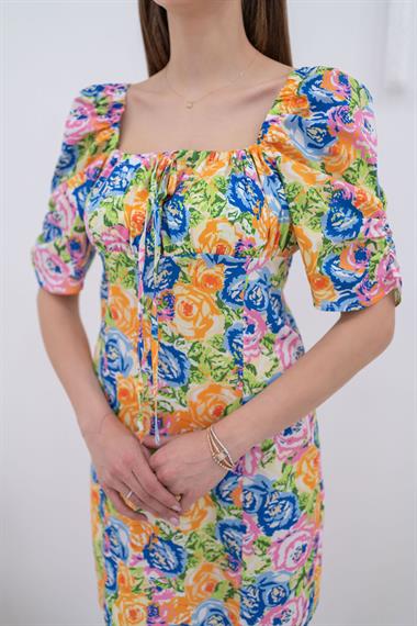 Desenli Poplin Elbise