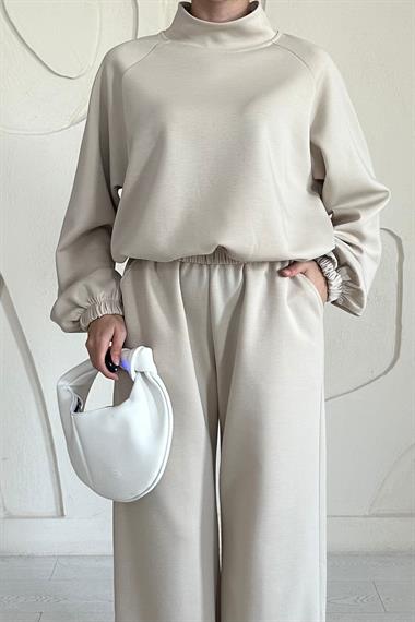 Bej Dik Yaka Eşofman Takım