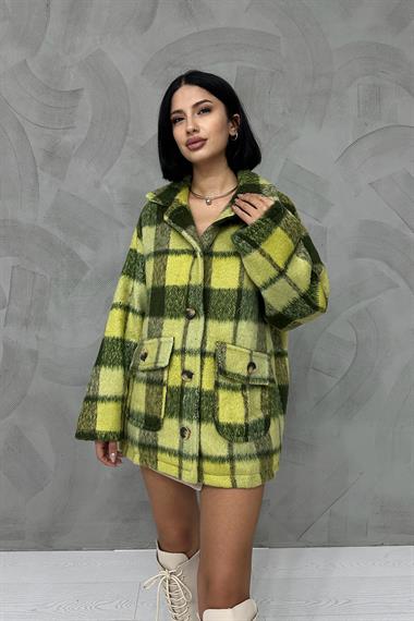 Düğmeli Ekoseli Kaban