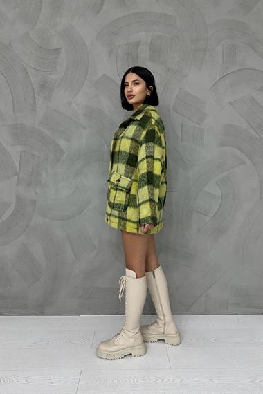 Düğmeli Ekoseli Kaban