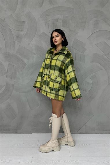 Düğmeli Ekoseli Kaban