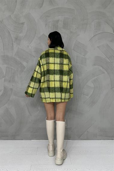 Düğmeli Ekoseli Kaban