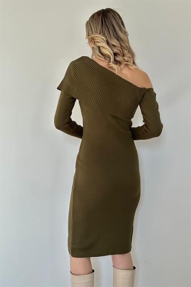 Düşük Omuz Mini Triko Elbise
