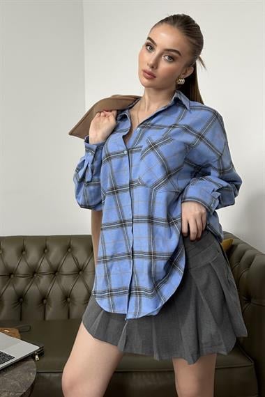 Mavi Ekose Desenli Gömlek