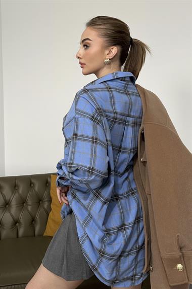 Mavi Ekose Desenli Gömlek