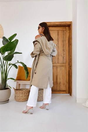 Bej Askı Detaylı Trençkot