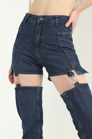Askılı İki Parça Jeans Pantolon