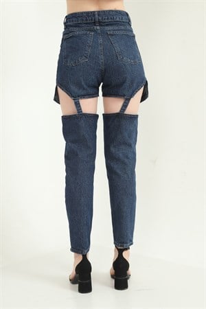Askılı İki Parça Jeans Pantolon