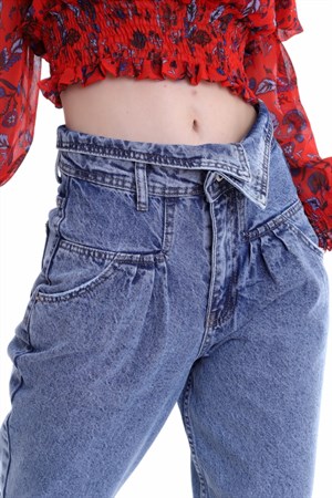 Bel Detaylı Slim Jeans Pantolon