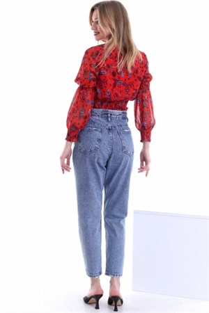 Bel Detaylı Slim Jeans Pantolon