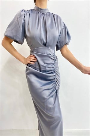 Büzgülü Saten Elbise