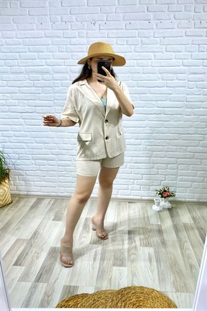 Bej Ceket ve Şort Takım