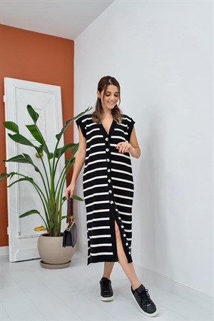 Çizgili Triko Elbise