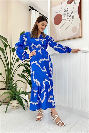 Düğmeli Saten Elbise