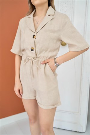 Bej Keten Yazlık Tulum