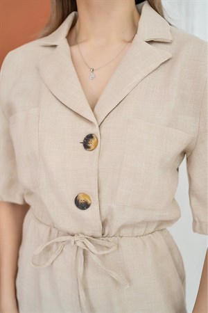 Bej Keten Yazlık Tulum