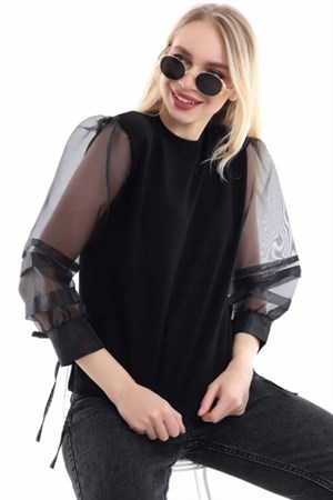 Siyah Kolları Organize Bluz