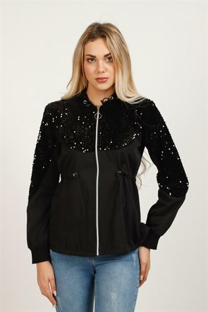 Sequin Waist and Hooded Sweatshirt