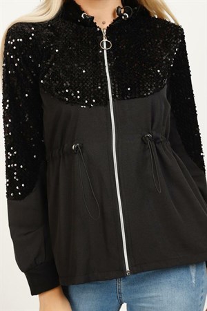 Sequin Waist and Hooded Sweatshirt