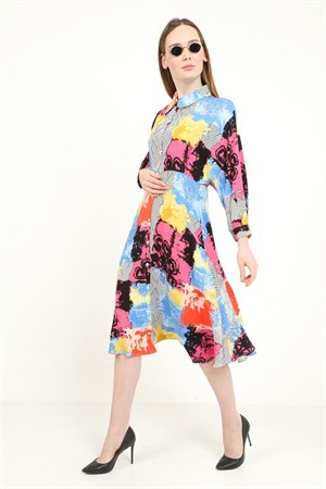 Mavi Renkli Gömlek Elbise