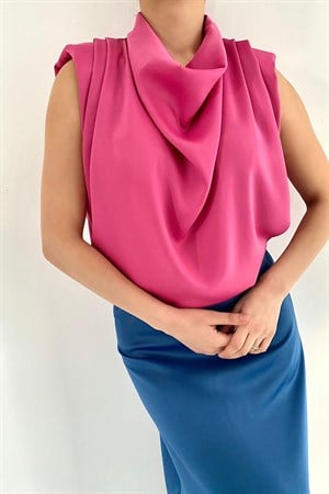 Pembe Saten Bluz