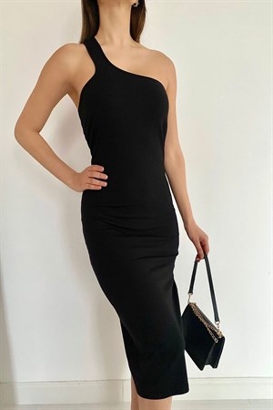 Siyah Tek Askılı Elbise