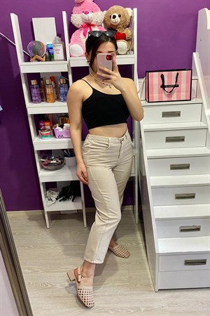 Bej Yıkamalı Gömlek Pantolon Takım