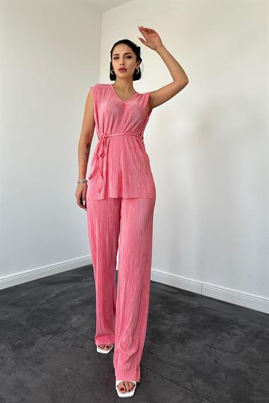 Pembe Fitilli V Yaka Takım