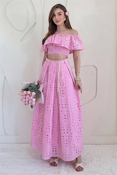 Pembe Gipe Detaylı Pinterest Takım