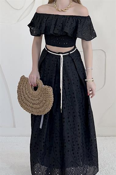 Siyah Gipe Detaylı Pinterest Takım