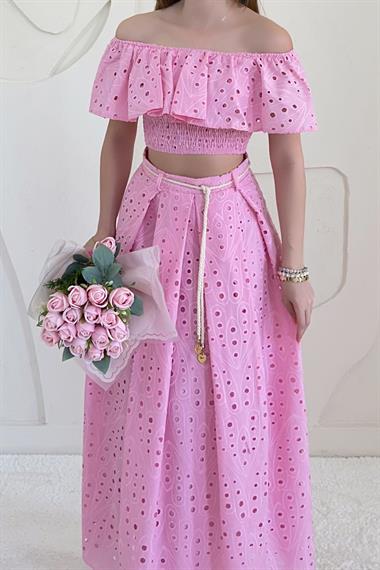 Pembe Gipe Detaylı Pinterest Takım