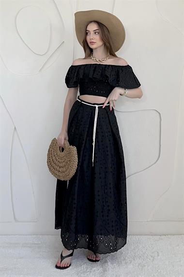 Siyah Gipe Detaylı Pinterest Takım