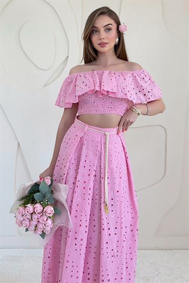 Pembe Gipe Detaylı Pinterest Takım