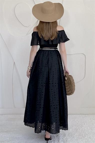 Siyah Gipe Detaylı Pinterest Takım