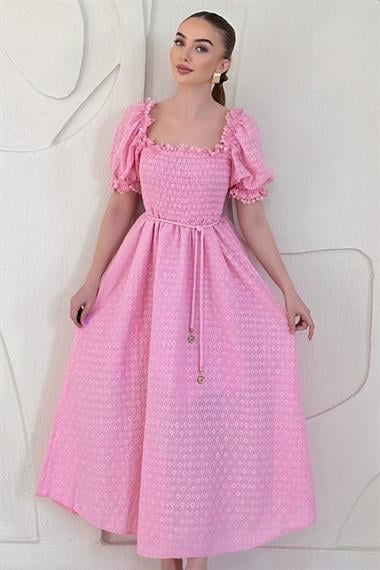 Pembe Gipeli Astarlı Fisto Elbise