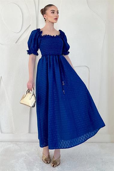 Lacivert Gipeli Astarlı Fisto Elbise