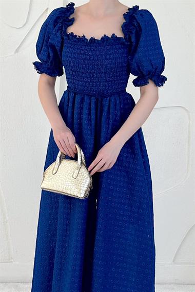 Lacivert Gipeli Astarlı Fisto Elbise