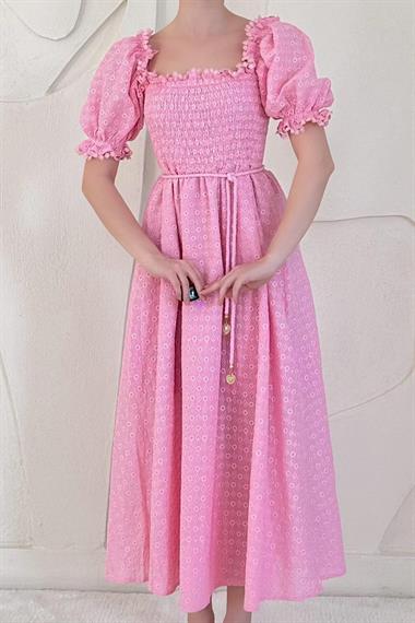 Pembe Gipeli Astarlı Fisto Elbise