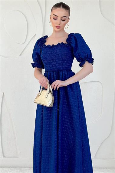 Lacivert Gipeli Astarlı Fisto Elbise
