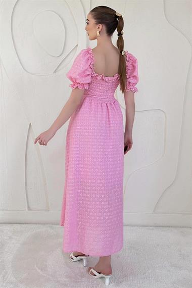 Pembe Gipeli Astarlı Fisto Elbise